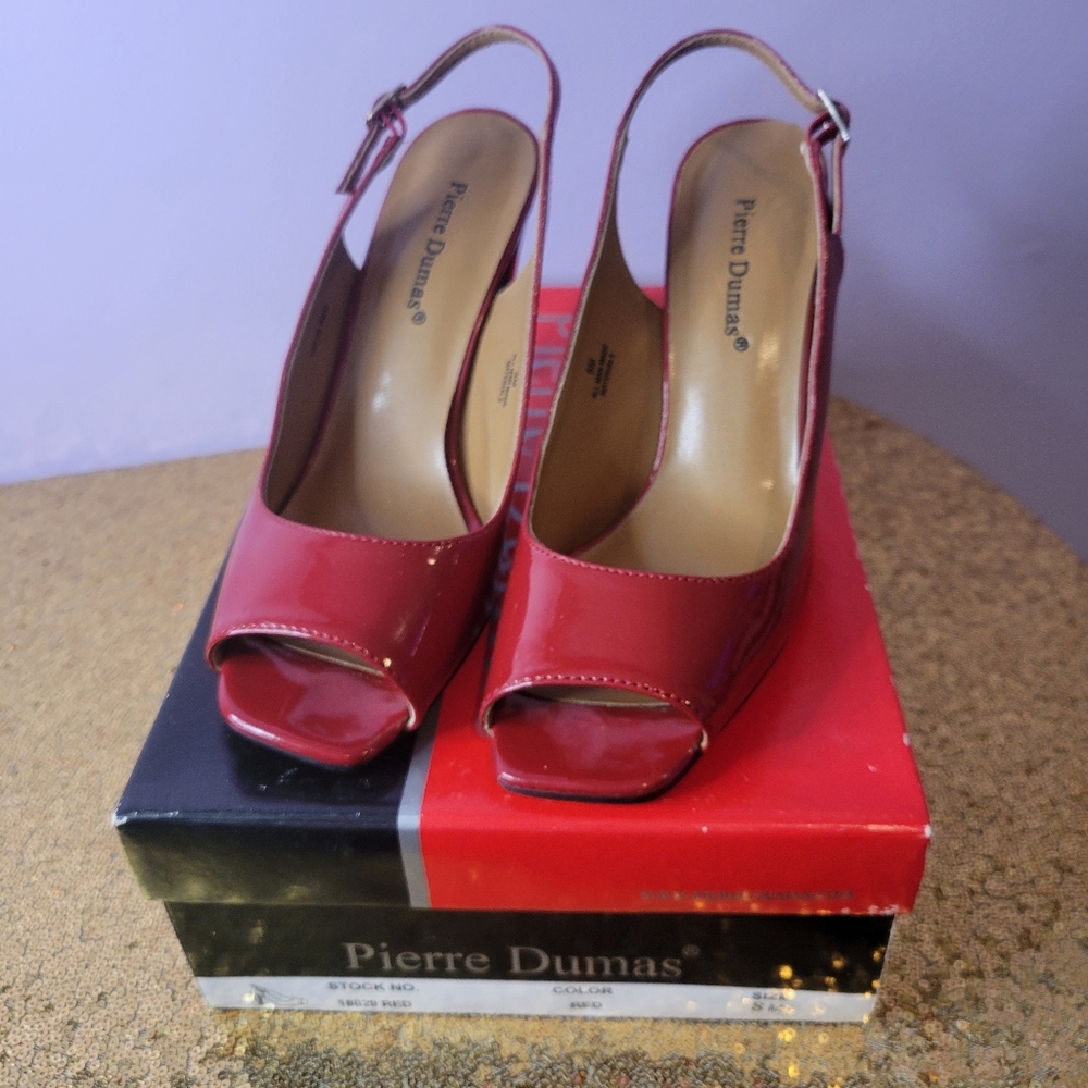 Pierre Dumas Red Peep toe heels. Size 8